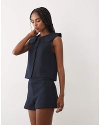 Miss Selfridge - Peter Pan Collar Button Through Tank - Lyst