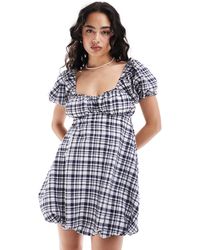 ASOS - Puff Sleeve Mini Smock Dress With Puff Ball Hem - Lyst