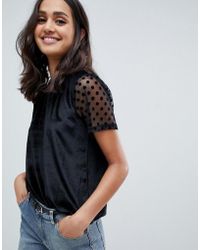 ASOS Top en velours à manches façonnées - Noir