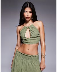 ASOS - Abigail Crochet Halter Beach Top Co-Ord With Hardware Detail - Lyst