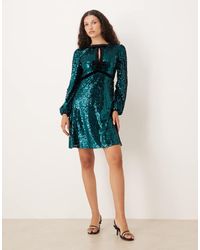 Lovedrobe - Fully Embellished Velvet Bow Detail Mini Dress - Lyst