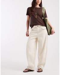 ONLY - Vaqueros De Talle Alto Y Corte Barrel Frankie De -Blanco - Lyst
