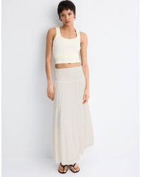 Stradivarius - Panelled Skirt With Metallic Thread - Lyst