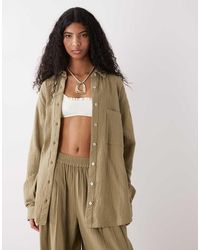 Collusion - Camisa Playera Extragrande De Manga Larga De Bambula De -Verde - Lyst