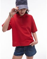 TOPSHOP - Boxy Polo Top - Lyst