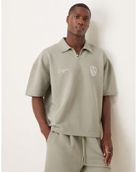 ASOS - Super Heavyweight Boxy Oversized Polo With Dropped Shoulder And Chest Embroidery - Lyst