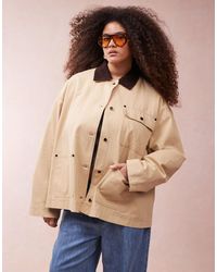 ASOS - Asos Design Curve Clean Cord Collar Barn Jacket - Lyst