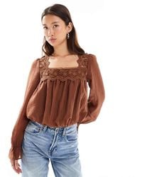 New Look - Blouse Met Kant En Bolle Zoom - Lyst
