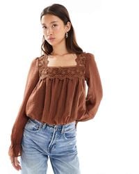 New Look - Bubble Hem Lace Blouse - Lyst