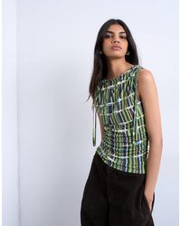 TOPSHOP - Zebra Print Microfibre Ruched Shoulder Tank - Lyst