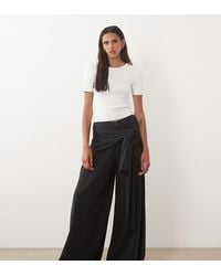 ASOS - Asos Design Tall Scarf Detail Wide Leg Pants - Lyst