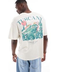 Jack & Jones - T-shirt oversize avec imprimé tuscany au dos - crème - Lyst