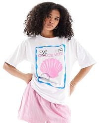 ONLY - Camiseta Blanca De Corte Boyfriend Con Estampado Gráfico "La Dolce Vita" De - Lyst