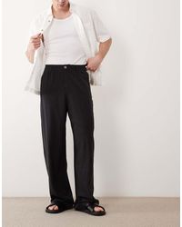ASOS - baggy Linen Blend Trousers - Lyst