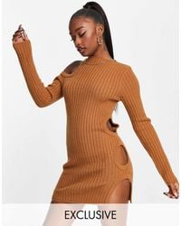 AsYou - Knit Cut Out Long-sleeved Mini Dress - Lyst