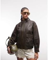 ASOS - Oversized Washed Leather Bomber Jacket - Lyst