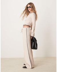 ASOS - Wide Leg Brushed Trouser With Piping Detail Co Ord - Lyst