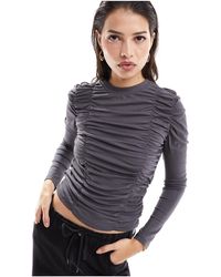 Object - High Neck Ruched Long Sleeve Jersey Top - Lyst