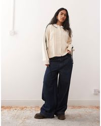 Collusion - Knitted Cable Cardigan With Chunky Contrast Stitch - Lyst