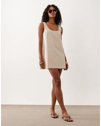 ASOS - Linen Blend Scoop Neck Mini Dress - Lyst