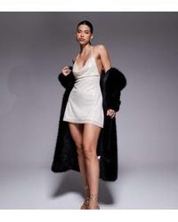 The Frolic - Exclusive Sequin Cowl Front Halterneck Open Tie Back Mini Dress - Lyst