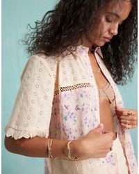 Miss Selfridge - – bluse aus materialmix mit patchwork-design, kombiteil - Lyst