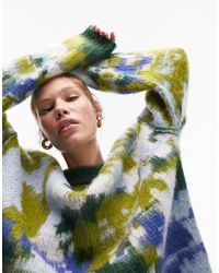 TOPSHOP - Knitted Oversized Abstract Print Jumper - Lyst