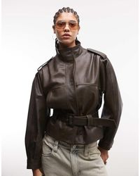 ASOS - Real Leather Utility Belted Jacket - Lyst