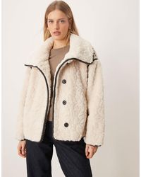 Gina Tricot - Faux Fur Borg Shearling Bonded Short Jacket - Lyst