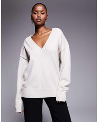 GOOD AMERICAN - Gebreide Sweater Met Diepe V-Hals - Lyst