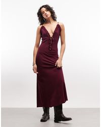 ASOS - Deep Plunge Cami Maxi Sundress With Ruffle Trims - Lyst