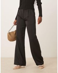 Pretty Lavish - Satin Tailored Wide Leg Trousers - Lyst