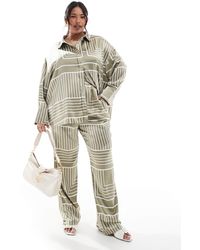 4th & Reckless - Pantalon d'ensemble ample en satin imprimé mosaïque - sauge - Lyst