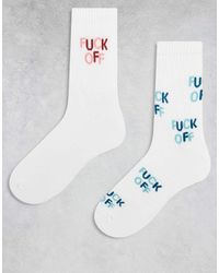 ASOS - 2 Pack Socks With Swear Word Graphic - Lyst