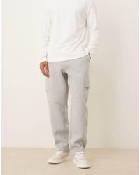 ASOS - Joggers Cargo Gris Jaspeado De Corte Recto De Tejido Grueso Efecto Neopreno De - Lyst