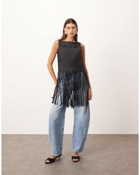 ARRANGE - Lattice Handwoven Top With Fringe Hem - Lyst