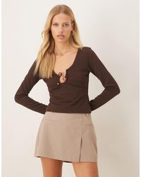 ASOS - Crepe Long Sleeve Top With Beaded Trim - Lyst