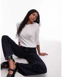 ARKET - Rib Knit Henley Top With Long Sleeves - Lyst