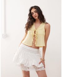 Reclaimed (vintage) - Festival Western Cowgirl Mini Skirt With Lace Hem - Lyst