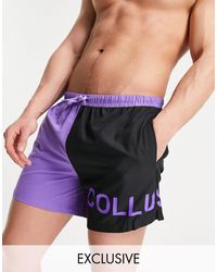 Collusion Swim Shorts With Cut & Sew Panel - Purple