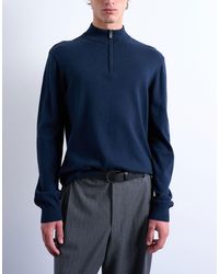 TOPMAN - Essential Knitted 1/4 Zip Funnel - Lyst