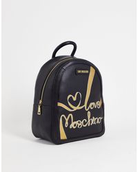 Love Moschino – mehrfarbiger rucksack mit logo-schriftzug - Blau