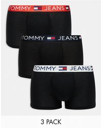 Tommy Hilfiger - Tommy jeans - cotton essentials - confezione da 3 boxer aderenti neri con fascia - Lyst