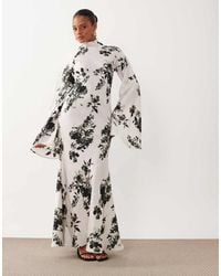 ASOS - Satin Maxi Dress With Split Sleeve And Scarf Detail - Lyst