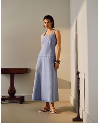 TOPSHOP - Denim Dropped Waist Midi Dress - Lyst