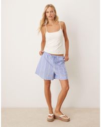 Mango - Pantaloncini Azzurri A Righe Con Laccio - Lyst