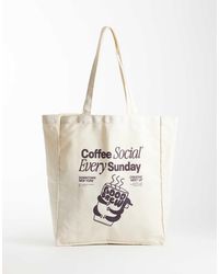 Jack & Jones - Canvas Tote Bag With Coffee Print - Lyst