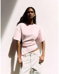 Bershka - T-shirt mit kurzen ärmeln und raffungen - Lyst