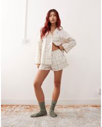 Monki - – boxershorts aus flanell mit farblich abgestimmtem karomuster, kombiteil - Lyst
