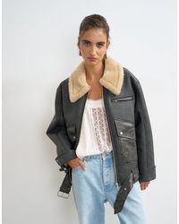 TOPSHOP - Oversized Belted Faux Leather Jacket - Lyst